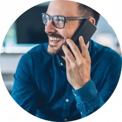 happy customer on the phone happy customer on the phone